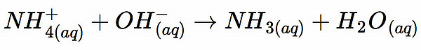NH4+ + OH- ==> NH3 + H2O
