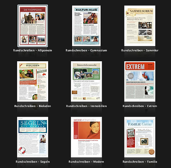 Dokumentvorlagen der Apple-Textverarbeitung Pages