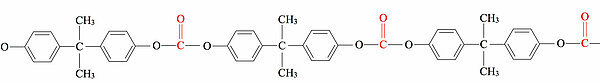 Ein Ausschnitt aus einem Polycarbonat-Molekül